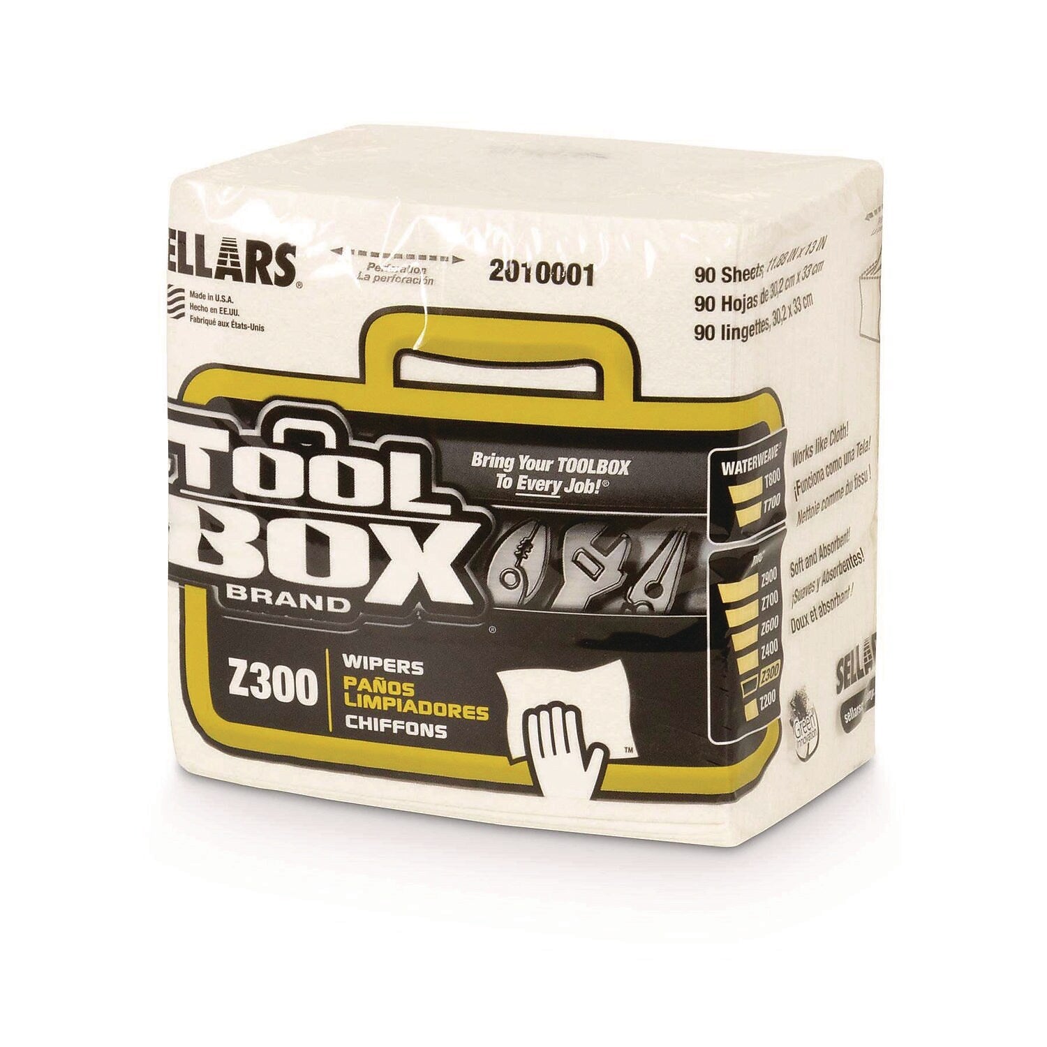 TOOLBOX Z300 Paper Cleaning Wipers, 13" x 11.87", White, 90 Wipers/Box, 12/Carton (660708201002)