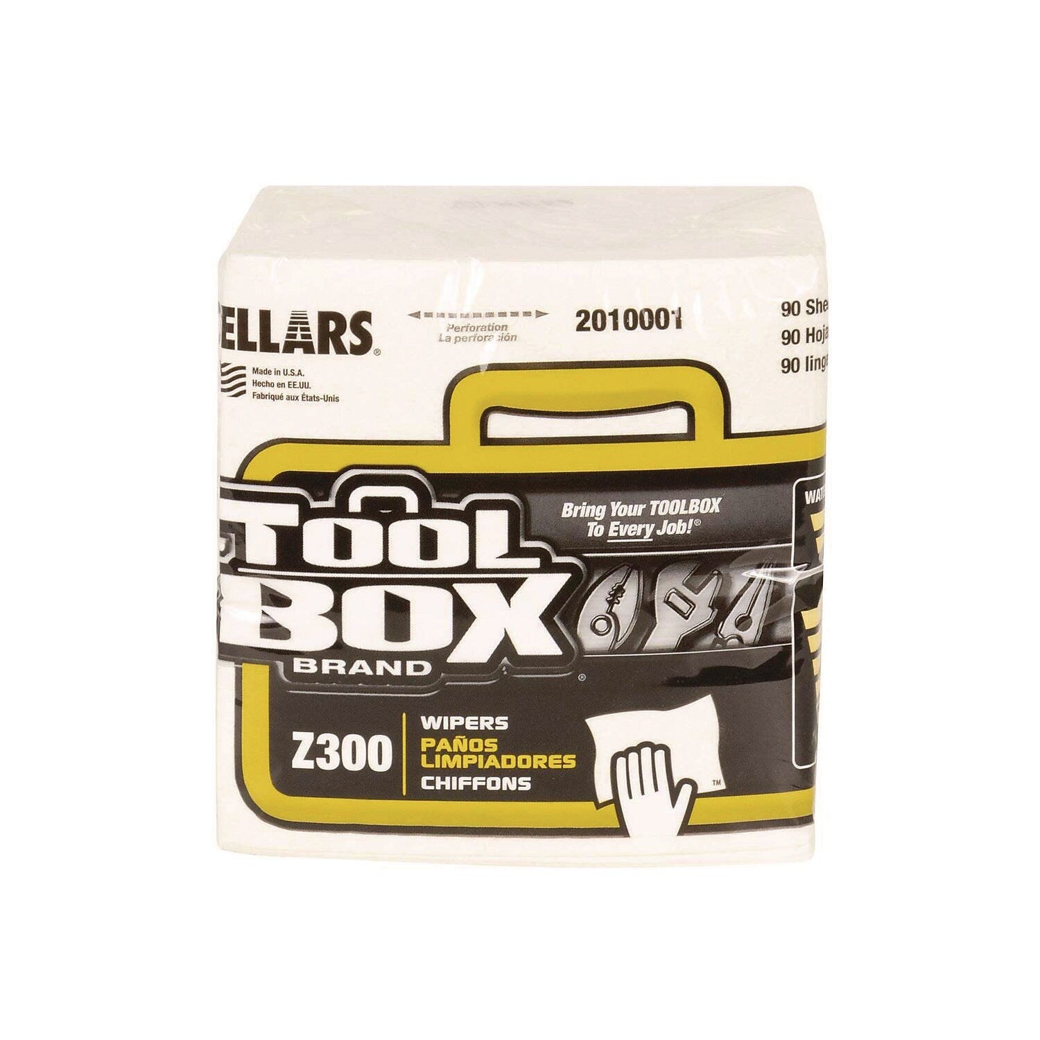 TOOLBOX Z300 Paper Cleaning Wipers, 13" x 11.87", White, 90 Wipers/Box, 12/Carton (660708201002)