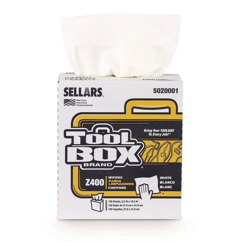 TOOLBOX Z400 Paper Cleaning Wipers, 16.5" x 8.5", White, 100 Wipers/Box, 12/Carton (660708502000)