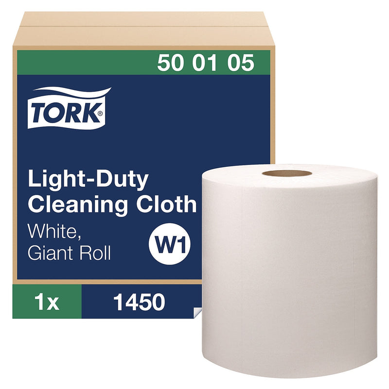 Tork Microfiber Cleaning Cloths, 12.4" x 9.8", White, 1498.3 Ft. Roll, 11.328 lbs., 1450 Sheets/Roll (500105)