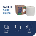 Tork Microfiber Cleaning Cloths, 12.4" x 9.8", White, 1498.3 Ft. Roll, 11.328 lbs., 1450 Sheets/Roll (500105)