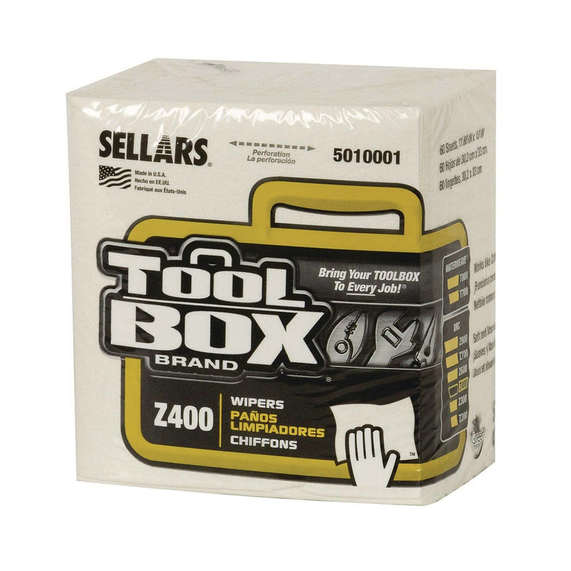 TOOLBOX Z400 Paper Cleaning Wipers, 13" x 11.87", White, 60 Wipers/Box, 12/Carton (660708501003)