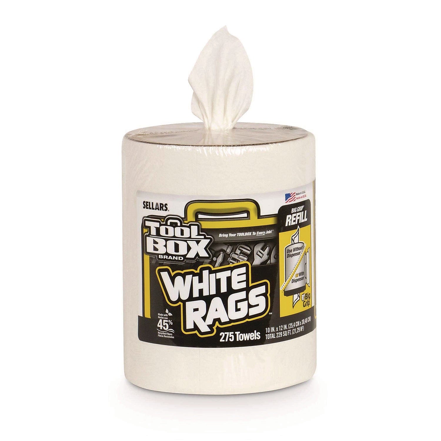 TOOLBOX Z300 Paper Cleaning Wipers, 12" x 10", White, 275 Sheets/Roll, 6/Carton (660708204218)