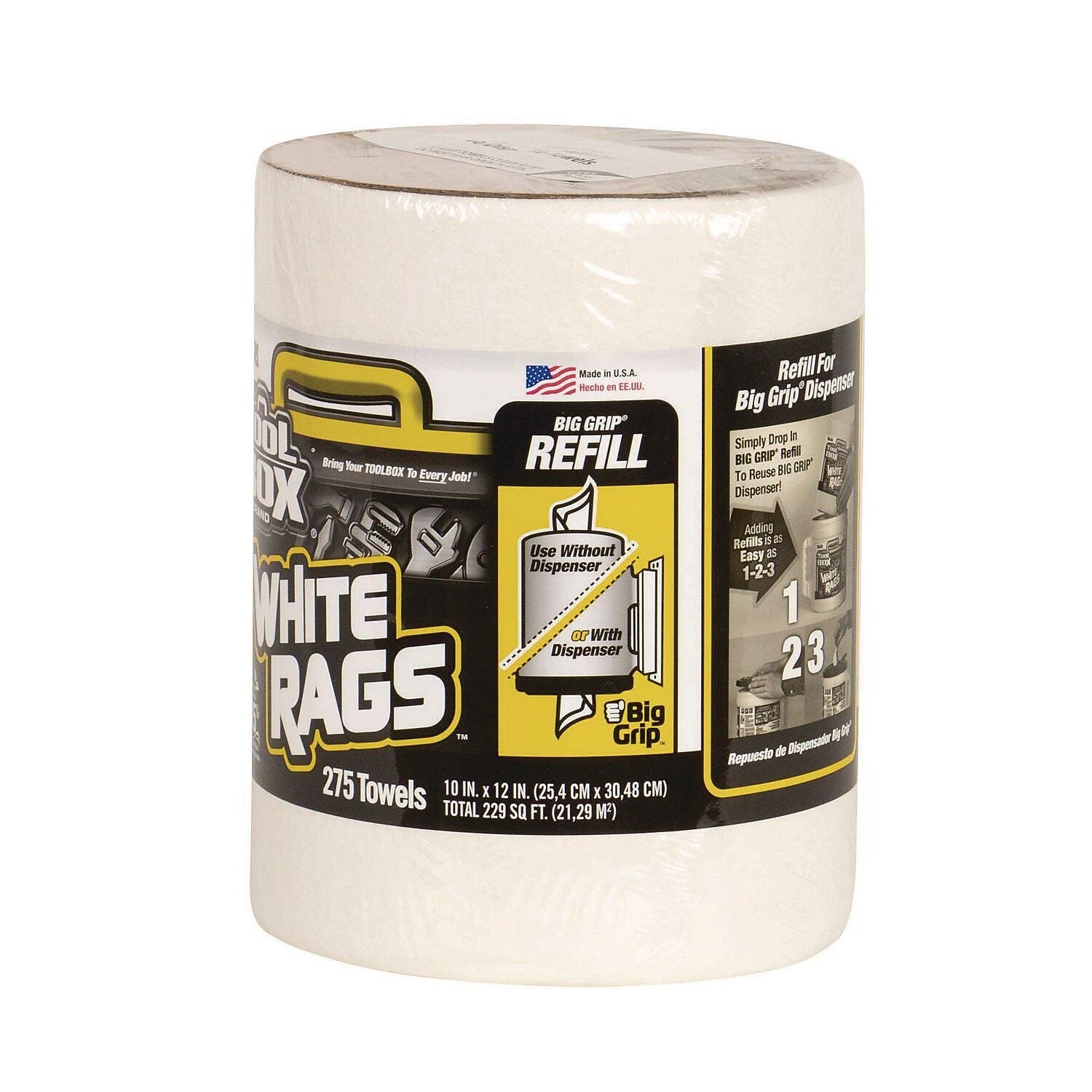 TOOLBOX Z300 Paper Cleaning Wipers, 12" x 10", White, 275 Sheets/Roll, 6/Carton (660708204218)
