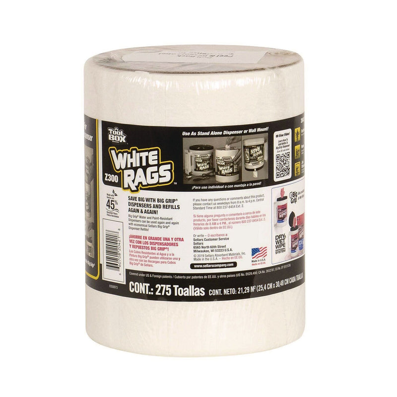 TOOLBOX Z300 Paper Cleaning Wipers, 12" x 10", White, 275 Sheets/Roll, 6/Carton (660708204218)