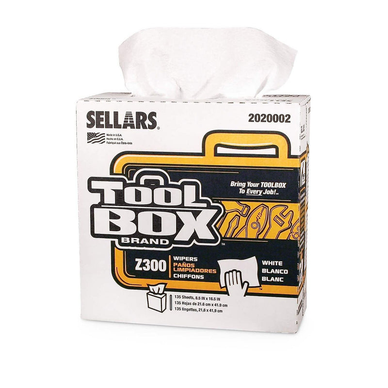 TOOLBOX Z300 Paper Cleaning Wipers, 16.5" x 8.5", White, 135 Wipers/Box, 8/Carton (6607082042009)