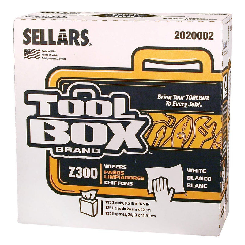 TOOLBOX Z300 Paper Cleaning Wipers, 16.5" x 8.5", White, 135 Wipers/Box, 8/Carton (6607082042009)