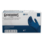 GloveWorks by AMMEX Powder Free Latex Exam Gloves, Medium, Blue, 500/Carton (GPLHD84100)
