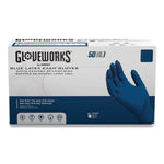 GloveWorks by AMMEX Powder Free Latex Exam Gloves, XL, Blue, 500/Carton (GPLHD88100)