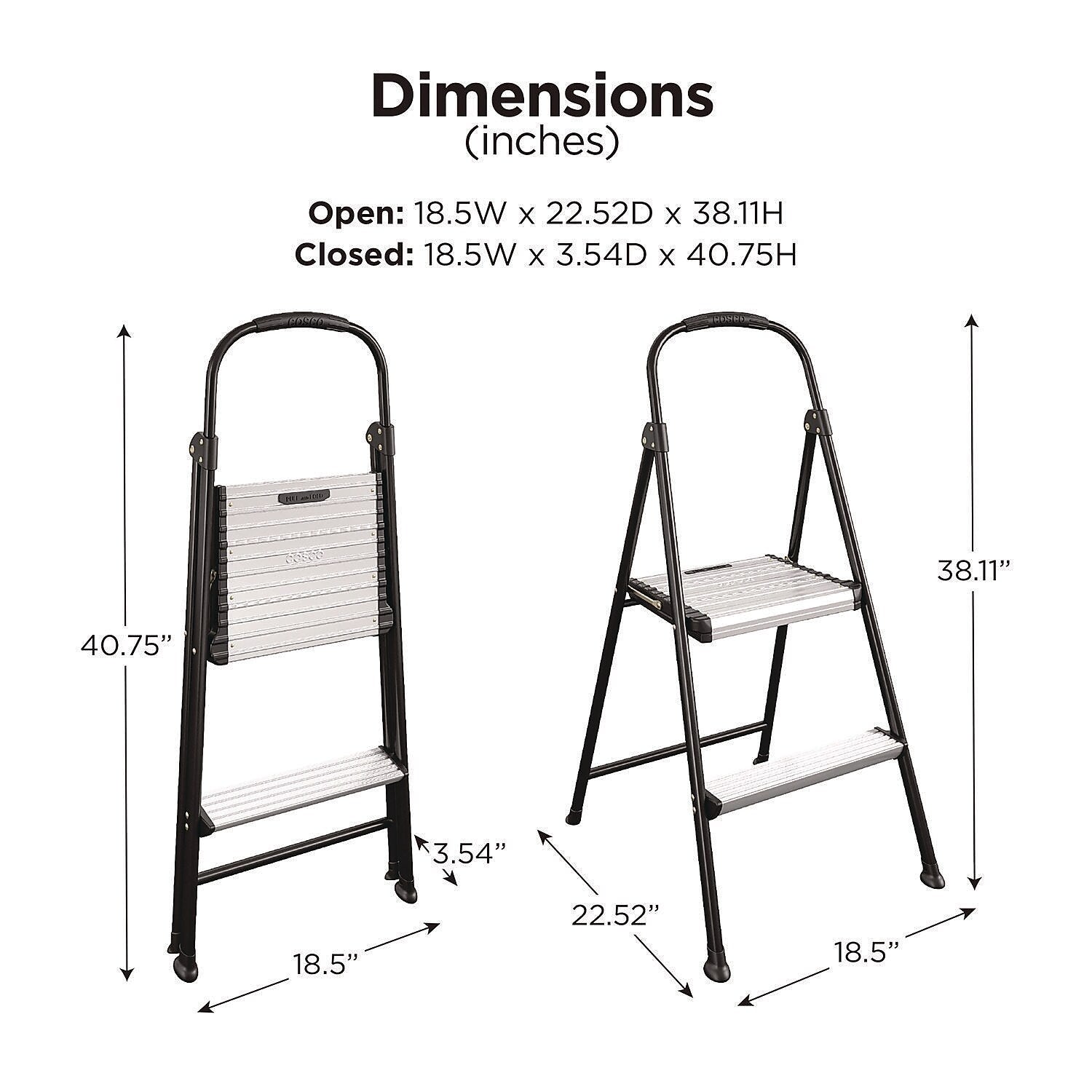 Cosco 2-Step Steel Folding Step Stool, 250 lb. Capacity (11325ABK1E)