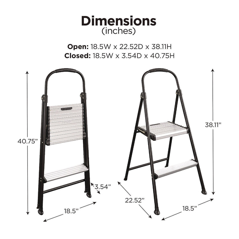 Cosco 2-Step Steel Folding Step Stool, 250 lb. Capacity (11325ABK1E)
