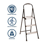 Cosco 3-Step Steel Folding Step Stool, 250 lb. Capacity (11425ABK1E)