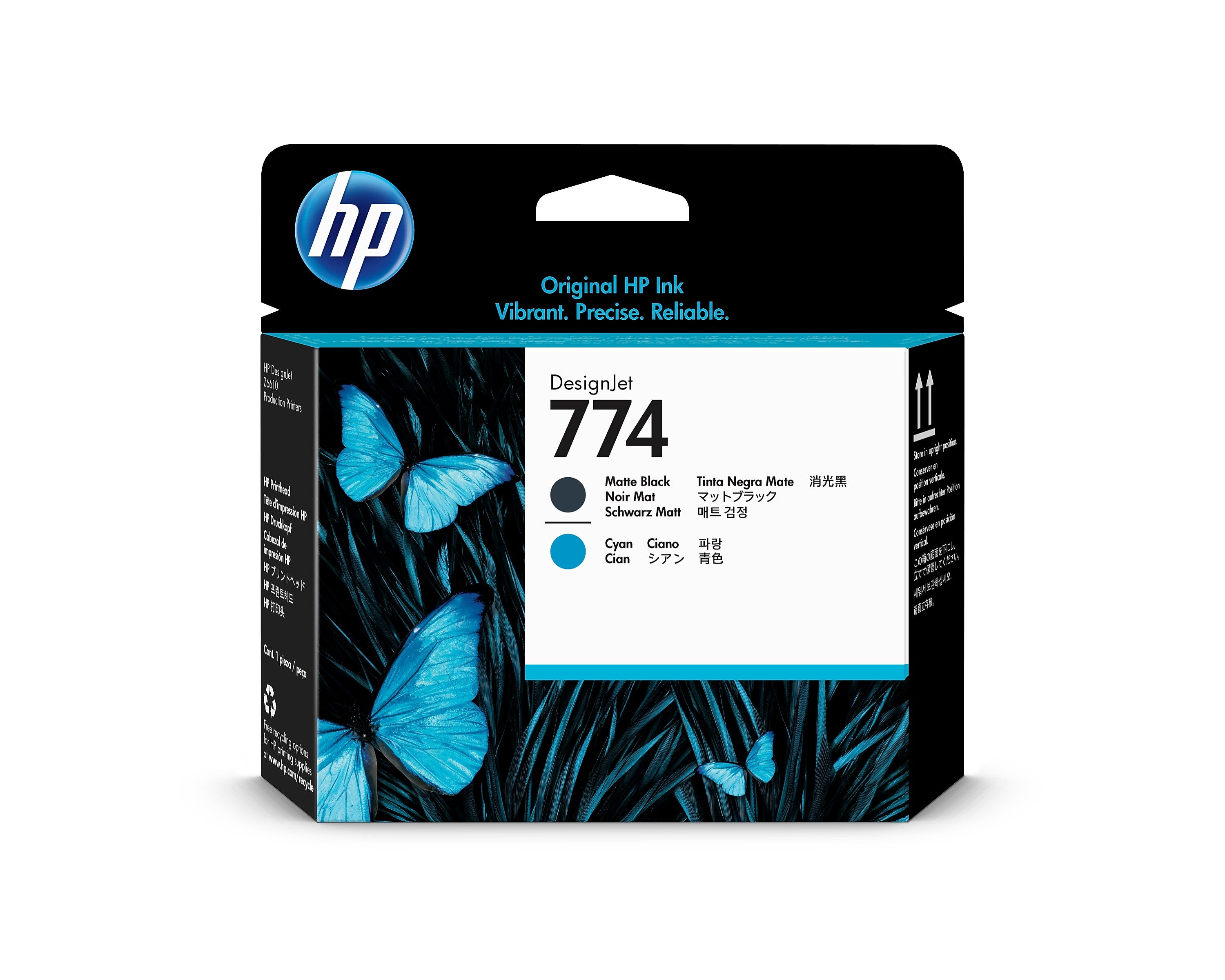 HP P2W01A Matte Black/Cyan Printhead Cartridge, Standard Yield