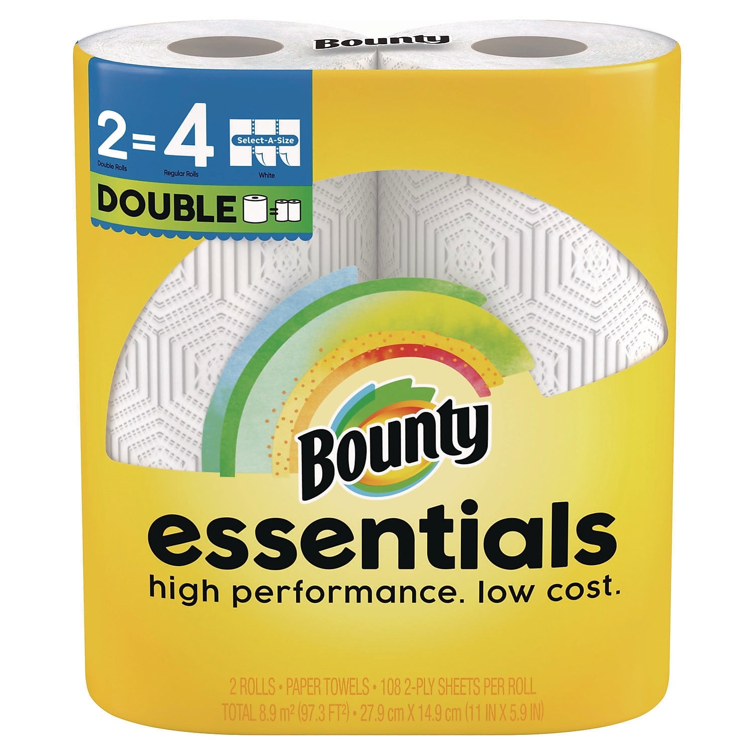 Bounty Essentials Select-A-Size Paper Towels, 2-Ply, 108 Sheets/Roll, 16/Carton (80782402)