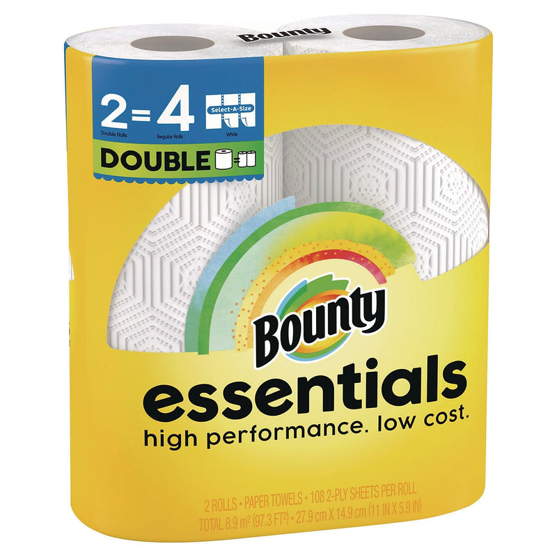 Bounty Essentials Select-A-Size Paper Towels, 2-Ply, 108 Sheets/Roll, 16/Carton (80782402)