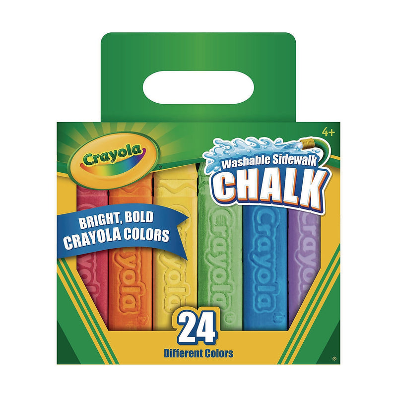 Crayola Washable Sidewalk Chalk, 4.25"L x 0.75 Dia., Assorted Tropical Colors, 24/Box (512024)