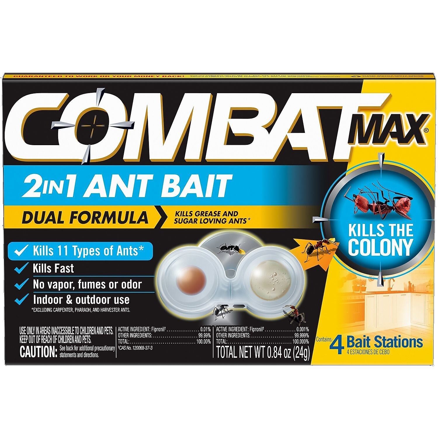 Combat Max 2-in-1 Ant Bait, 0.84 oz., 4/Pack, 8 Packs/Carton (23400 07172)