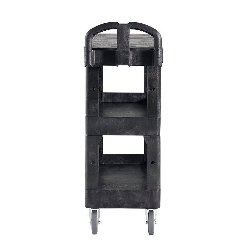 Rubbermaid Commercial BRUTE 3-Shelf Resin Mobile Heavy-Duty Ergo Flat Utility Cart with Swivel Wheels, Black (2203280)
