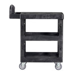 Rubbermaid Commercial BRUTE 3-Shelf Resin Mobile Heavy-Duty Ergo Flat Utility Cart with Swivel Wheels, Black (2203280)