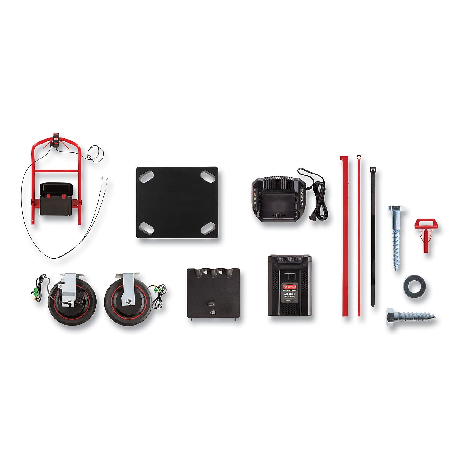 Rubbermaid Commercial Motorized Kit for 24" x 48" Platform Truck, Black/Red (2173663)