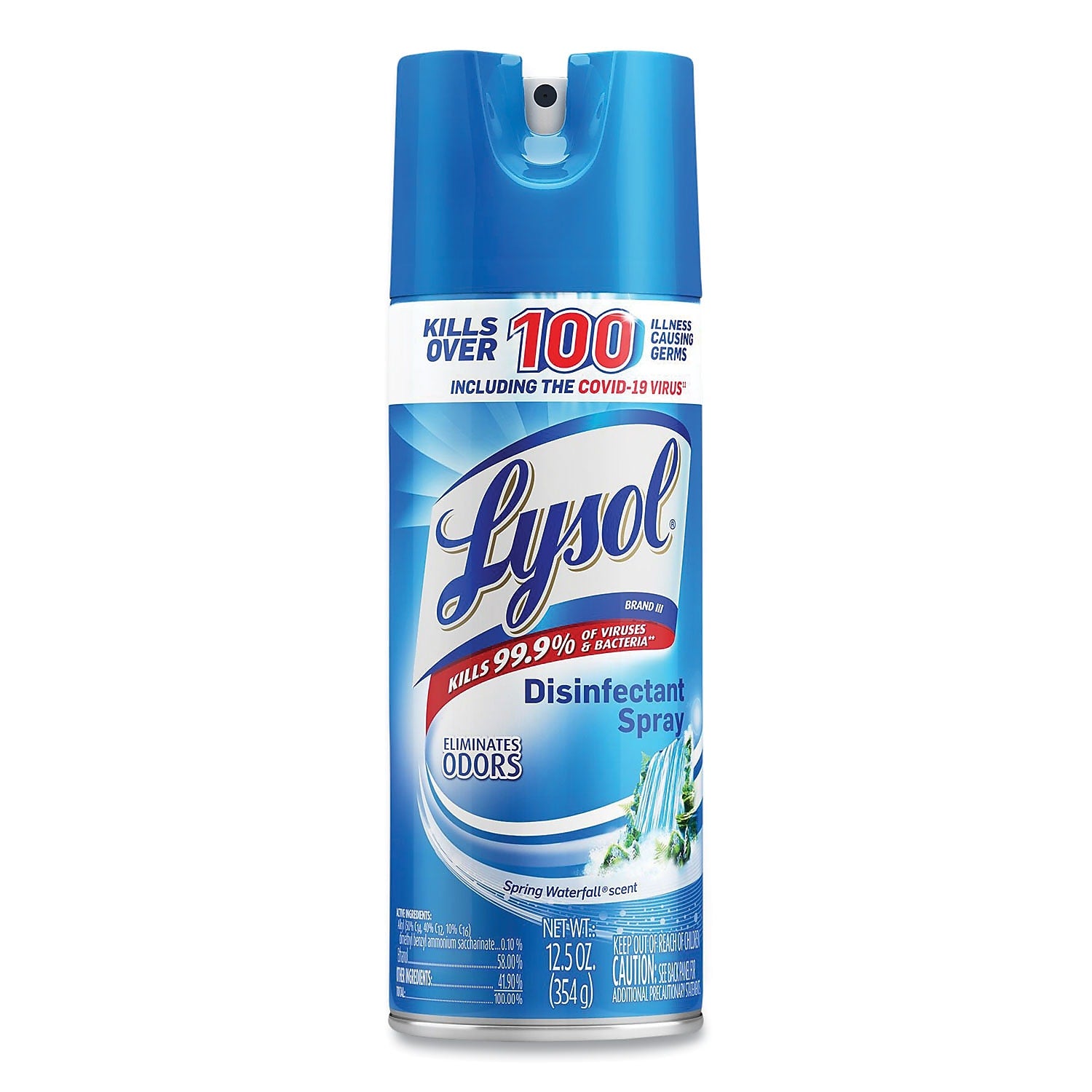 Lysol Disinfecting Spray, Spring Waterfall Scent, 12.5 oz., 12/Carton (19200-02845)