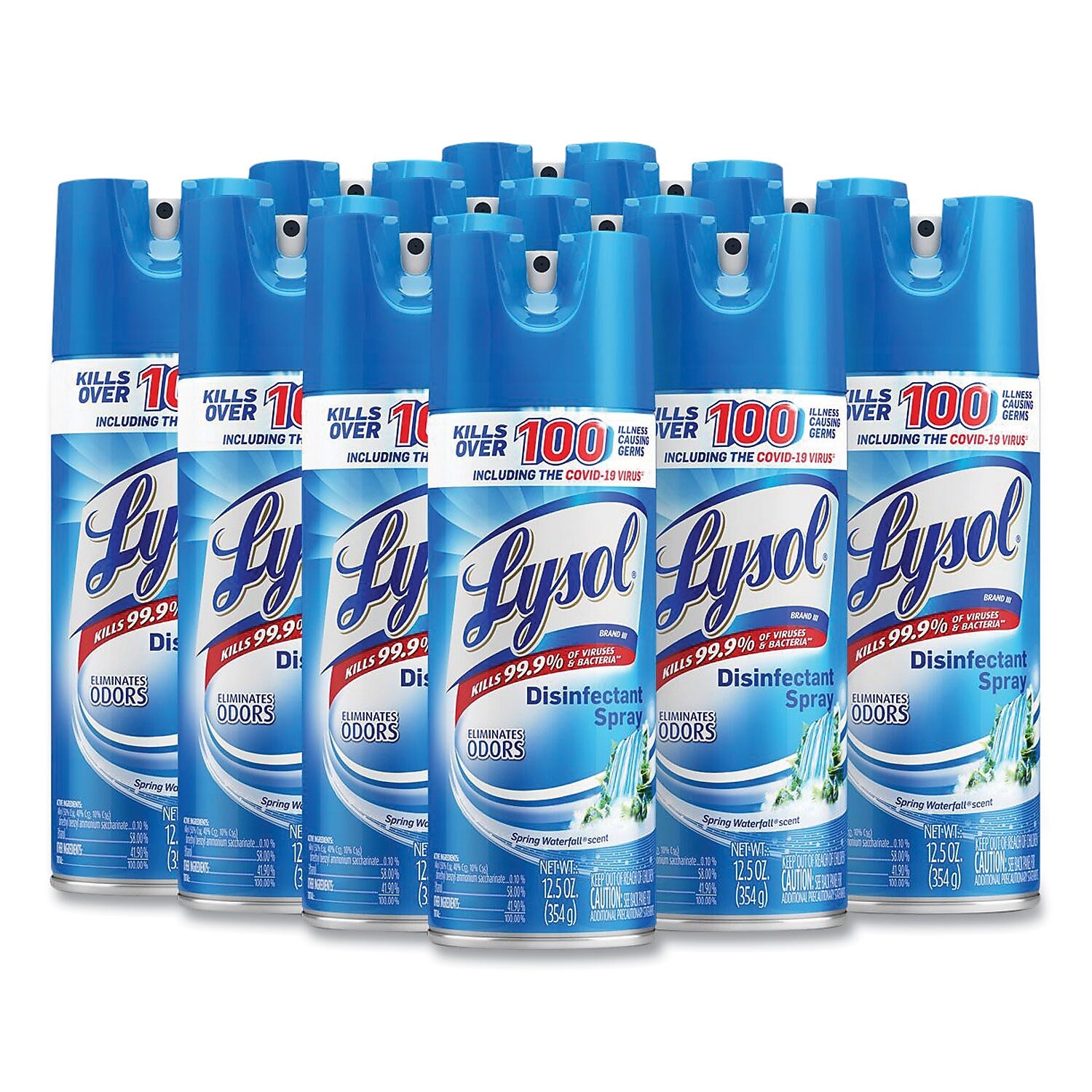 Lysol Disinfecting Spray, Spring Waterfall Scent, 12.5 oz., 12/Carton (19200-02845)