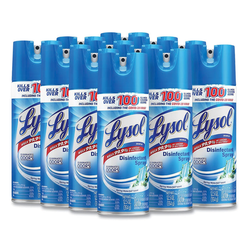 Lysol Disinfecting Spray, Spring Waterfall Scent, 12.5 oz., 12/Carton (19200-02845)