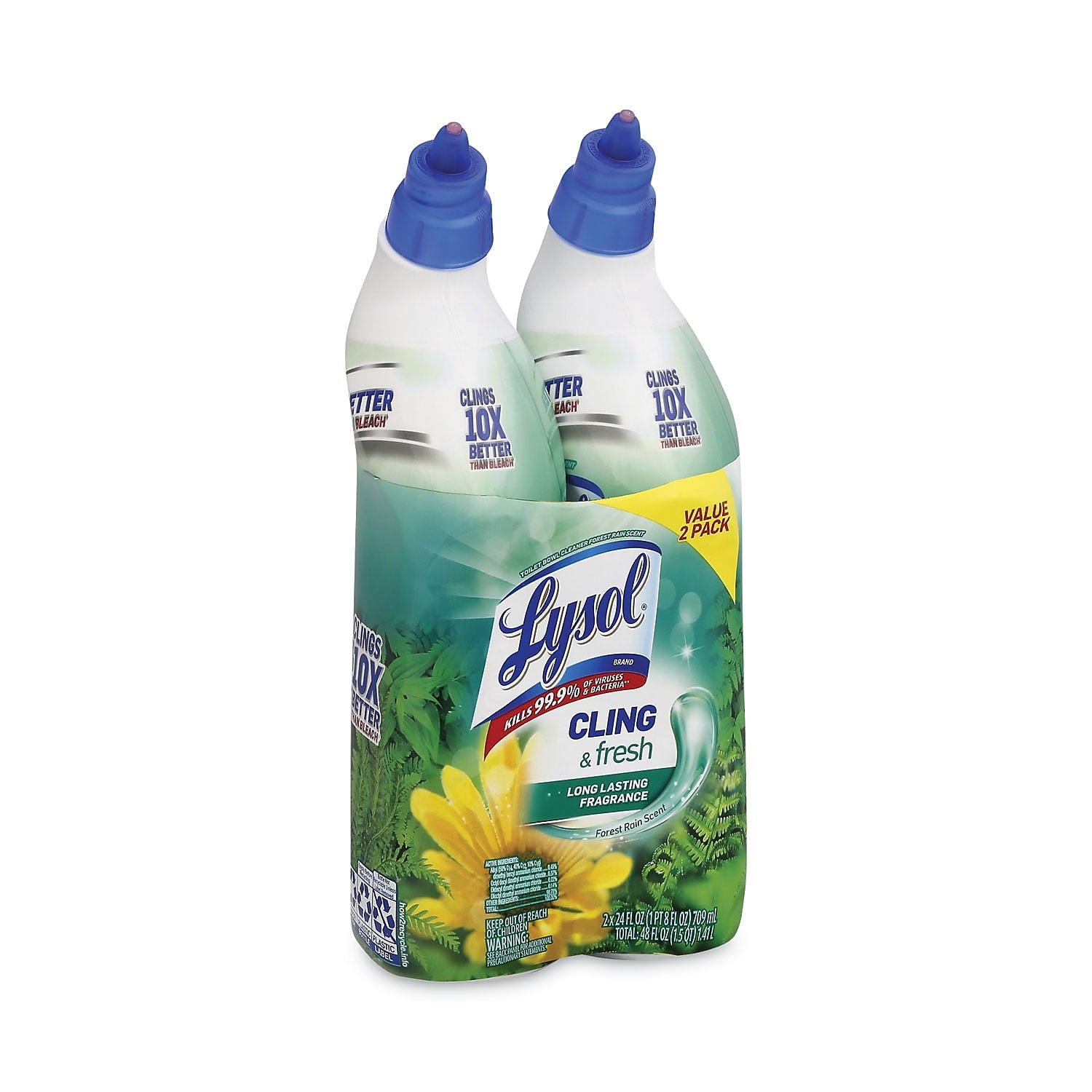 Lysol Toilet Bowl Cleaner, Forest Rain Scent, 24 oz., 2/Pack (19200-98015)