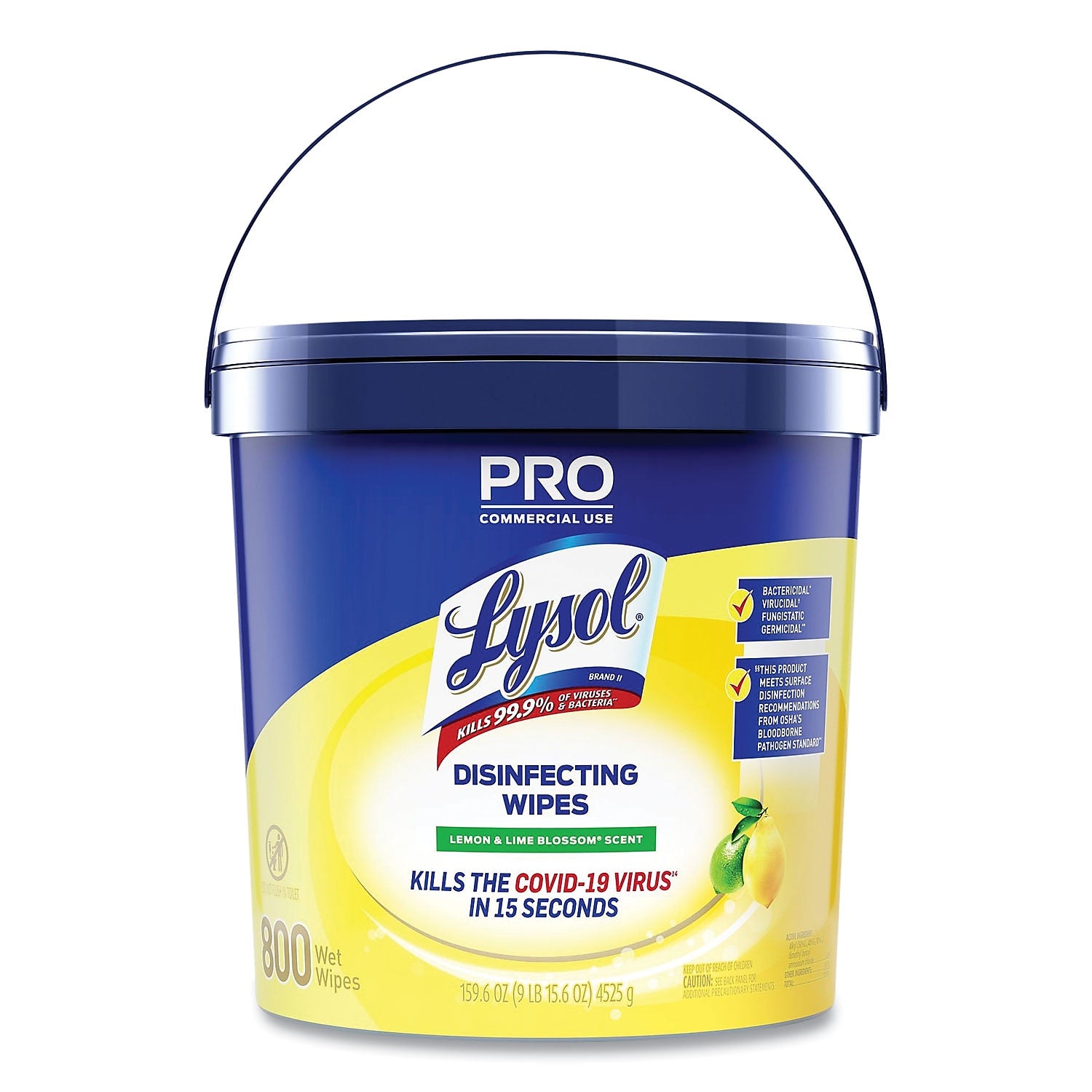Lysol Disinfecting Wipes, Lemon & Lime Blossom Scent, 800 Wipes/Bucket (19200-99856)