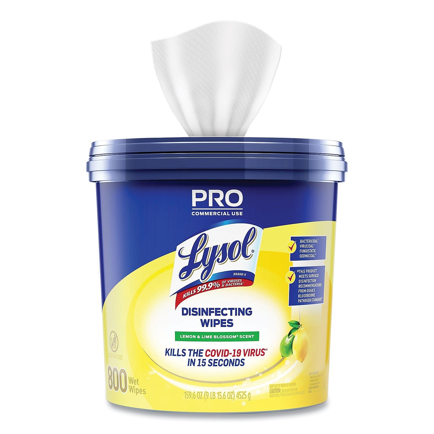 Lysol Disinfecting Wipes, Lemon & Lime Blossom Scent, 800 Wipes/Bucket (19200-99856)