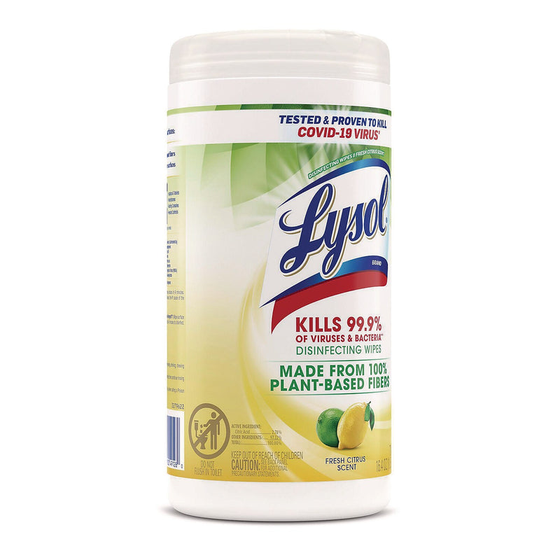 Lysol Disinfecting Wipes, Fresh Citrus Scent, 70 Wipes/Canister, 6/Carton (19200-49128)