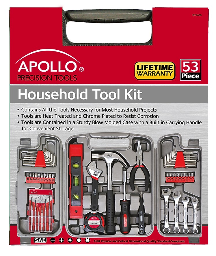 Apollo Tools Household Tool Kit, 53 Pieces (DT9408)