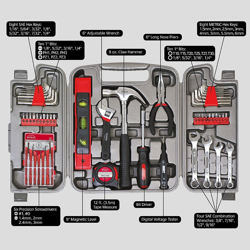Apollo Tools Household Tool Kit, 53 Pieces (DT9408)