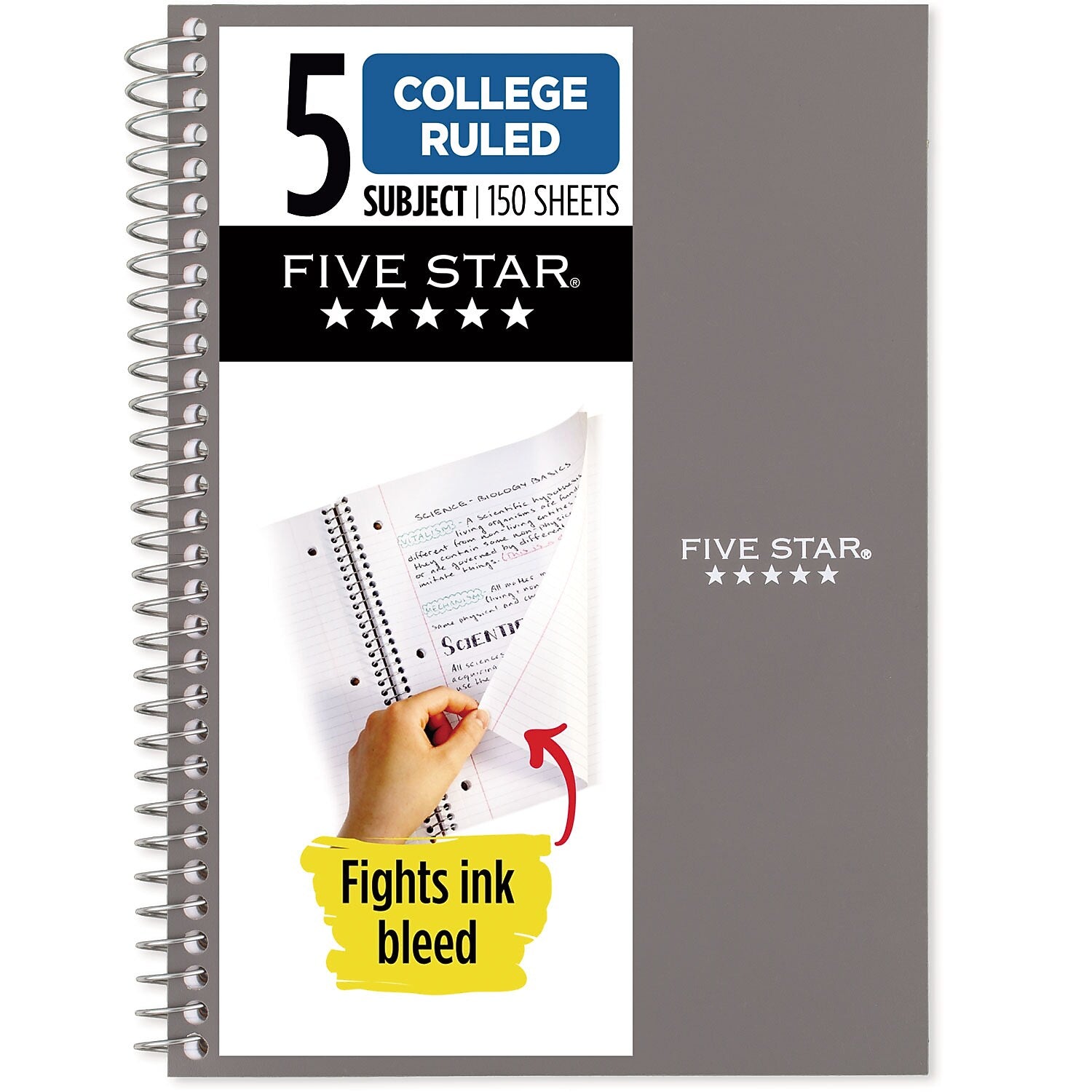 Five Star 5-Subject Subject Notebooks, 9.5" x 7.25", College Ruled, 150 Sheets (06184)
