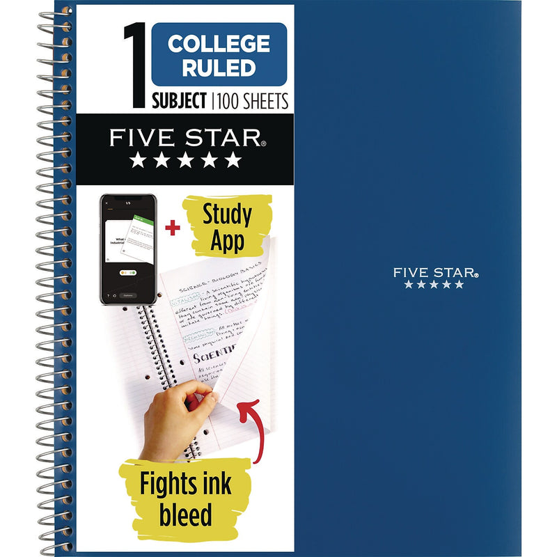 Five Star 1-Subject Notebooks, 11" x 9.13", College Ruled, 100 Sheets, Blue (820002)
