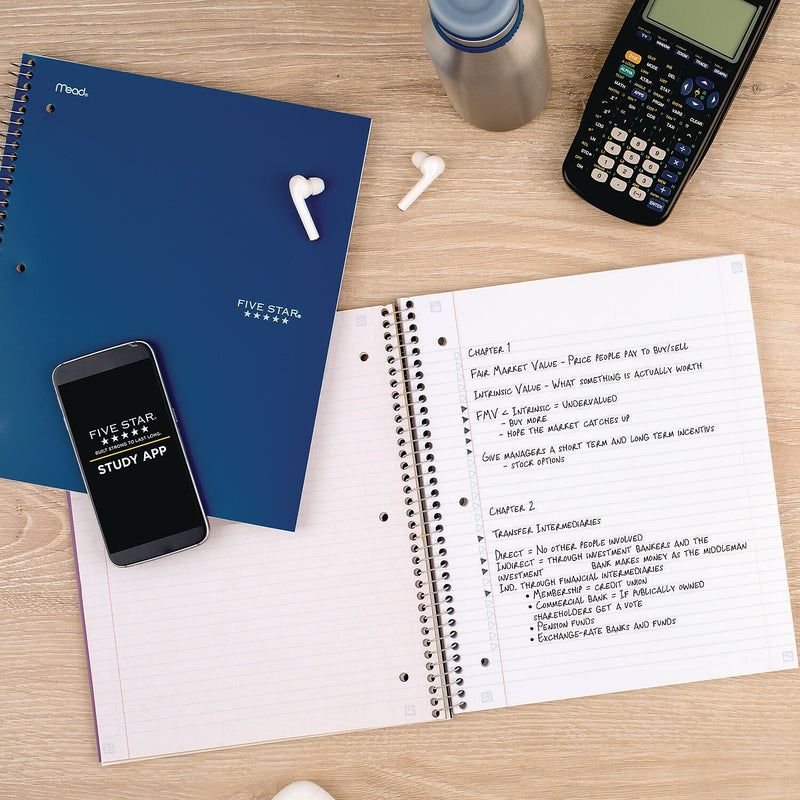 Five Star 1-Subject Notebooks, 11" x 9.13", College Ruled, 100 Sheets, Blue (820002)