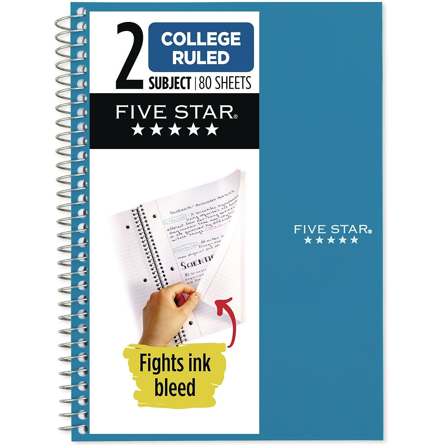 Five Star 2-Subject Notebooks, 9.5" x 6", College Ruled, 80 Sheets (840029)
