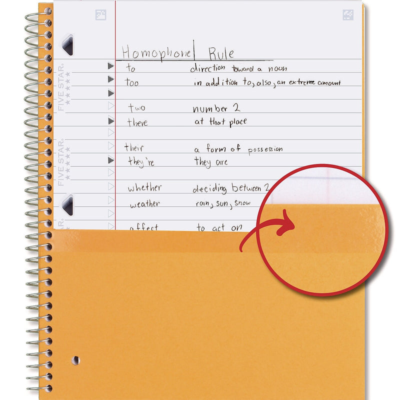 Five Star 1-Subject Notebooks, 10.5" x 9.18", Wide Ruled, 100 Sheets, Assorted Colors (05200)