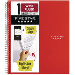 Five Star 1-Subject Notebooks, 10.5" x 9.18", Wide Ruled, 100 Sheets, Assorted Colors (05200)