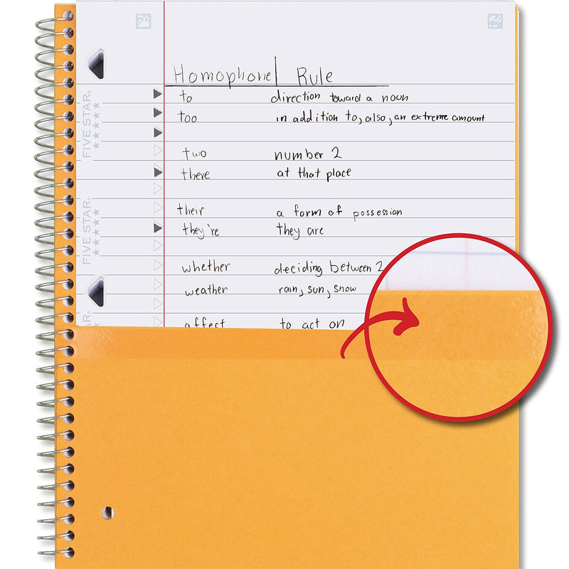 Five Star 3-Subject Notebooks, 10.5" x 8.63", Wide Ruled, 150 Sheets, Assorted Colors, 3/Pack (930081)