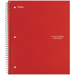 Five Star 3-Subject Notebooks, 10.5" x 8.63", Wide Ruled, 150 Sheets, Assorted Colors, 3/Pack (930081)