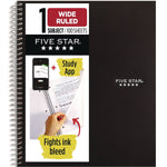 Five Star 1-Subject Notebooks, 10.5" x 8.63", Wide Ruled, 100 Sheets, Black (930010)