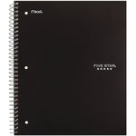 Five Star 1-Subject Notebooks, 10.5" x 8.63", Wide Ruled, 100 Sheets, Black (930010)