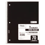 Mead 1-Subject Notebooks, 10.5" x 8", Wide Ruled, 70 Sheets, Assorted Colors, 4/Pack (72873)