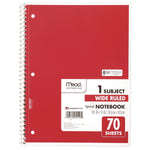 Mead 1-Subject Notebooks, 10.5" x 8", Wide Ruled, 70 Sheets, Assorted Colors, 4/Pack (72873)