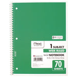 Mead 1-Subject Notebooks, 10.5" x 8", Wide Ruled, 70 Sheets, Assorted Colors, 4/Pack (72873)