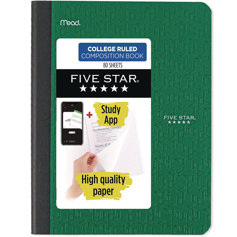 Five Star Composition Notebooks, 9.75" x 7.5", College Ruled, 80 Sheets (850065)