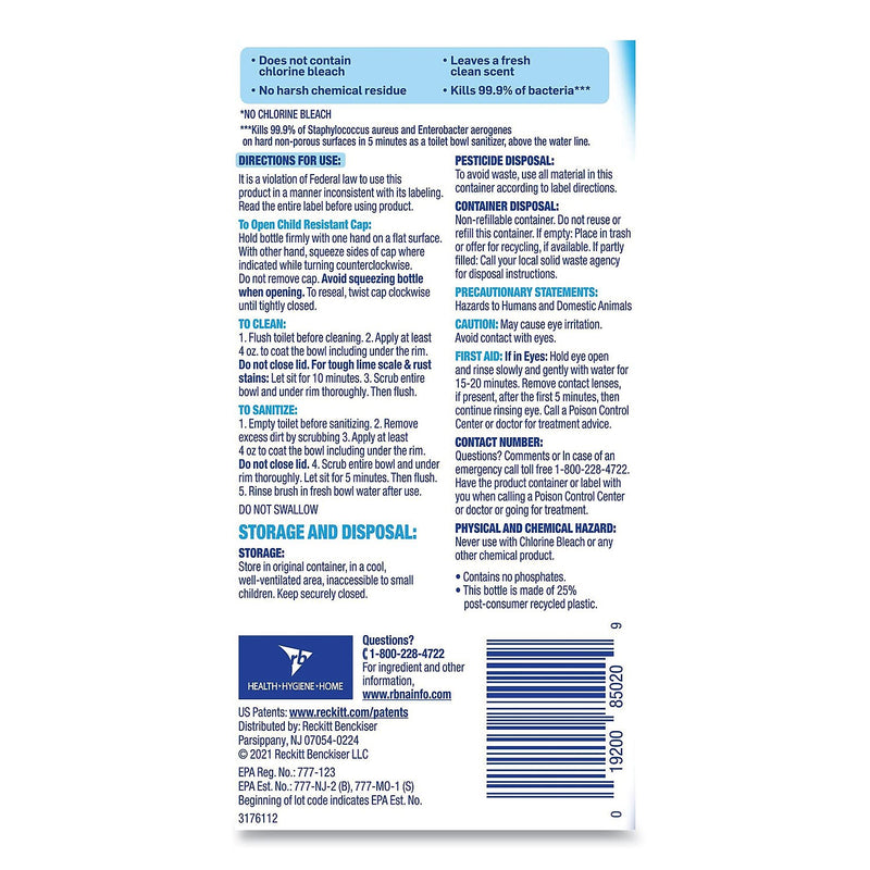 Lysol Disinfecting Toilet Bowl Cleaner with Hydrogen Peroxide, Ocean Fresh Scent, 24 oz., 9/Carton (19200-98011)