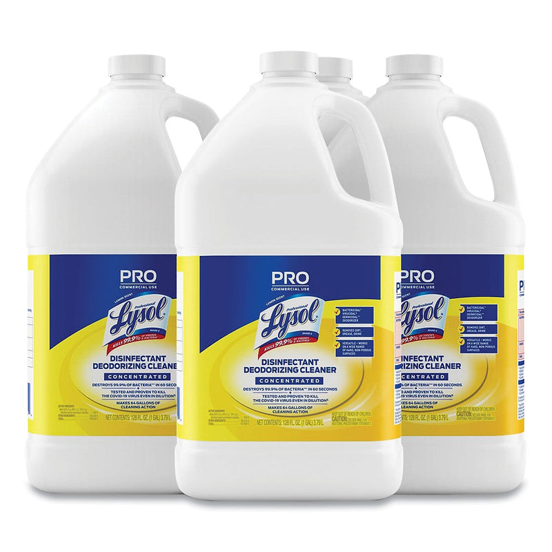 Lysol Disinfecting Cleaner, Lemon Scent, 128 oz., 4/Carton (19200-99985)