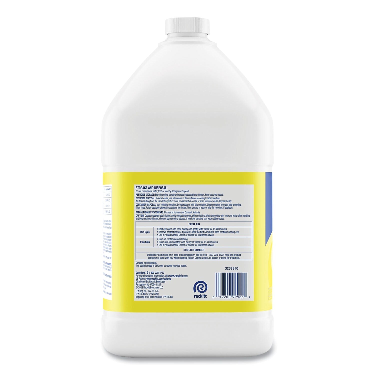 Lysol Disinfecting Cleaner, Lemon Scent, 128 oz., 4/Carton (19200-99985)